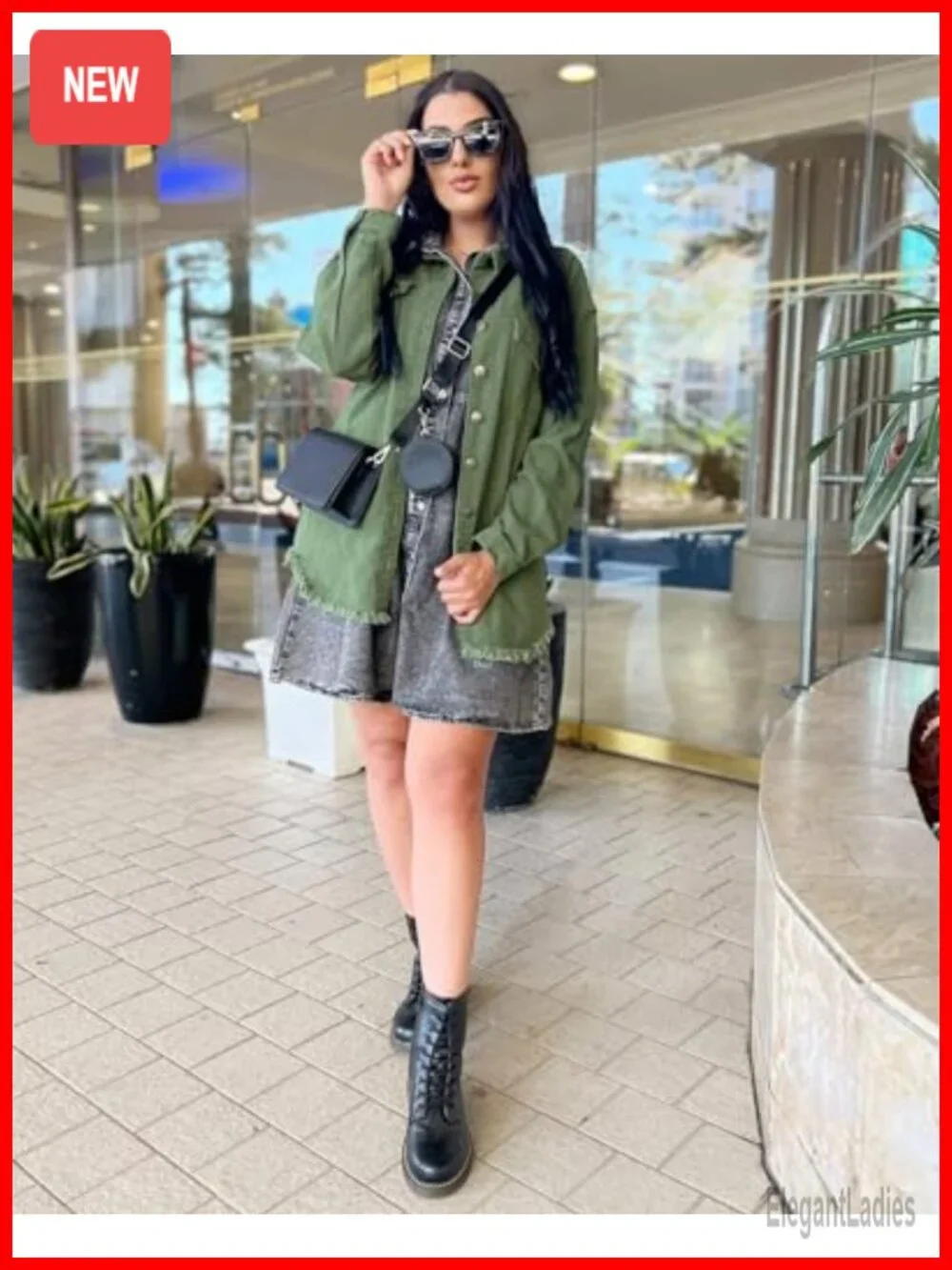 Oversized Denim Shacket Button-Up Raw Hem Long Sleeve Jacket